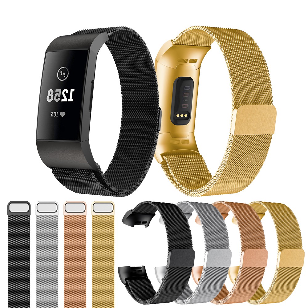 現貨 當天出貨 適用於Fitbit Charge 3米蘭錶帶 charge4替換腕帶金屬網狀磁吸回環手環錶帶彩色替換錶帶