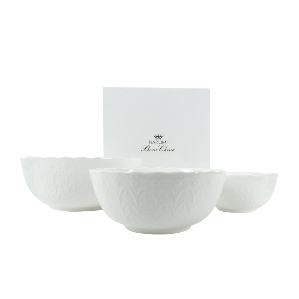 【NARUMI鳴海骨瓷】Silky White 絲路骨瓷餐碗3件組(11+14+17cm) #送禮首選 餐桌擺設
