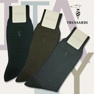 TRUSSARDI【時髦方格點視覺特色紋紳士襪】(中/半統)獨家代理