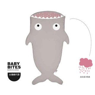 『BabyBites』西班牙鯊魚咬一口 兒童睡袋—卡其灰粉底 午睡墊 / 防踢被