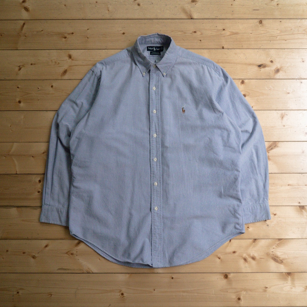 《白木11》 90s Polo Ralph Lauren OCBD shirt 美國 淺藍 扣領 牛津 長袖 襯衫