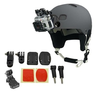 GoPro安全帽固定座套裝 前置或側邊 J型基座+長短延長臂+弧面/平面黏著固定底座+螺桿 固定支架 多種角度 副廠配件
