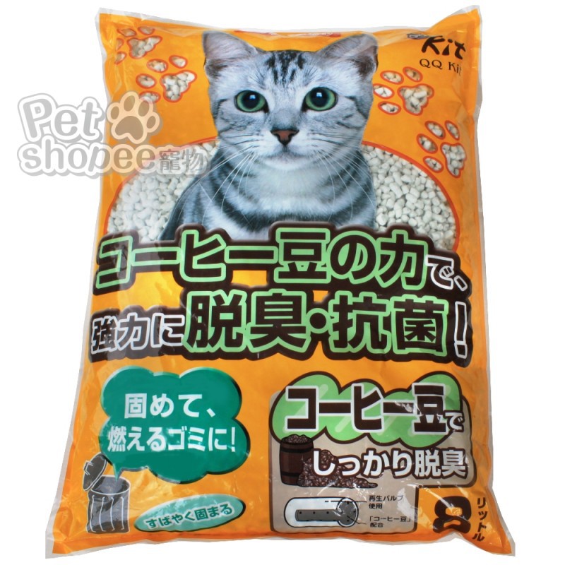 日本QQKit 環保紙貓砂 咖啡味8L