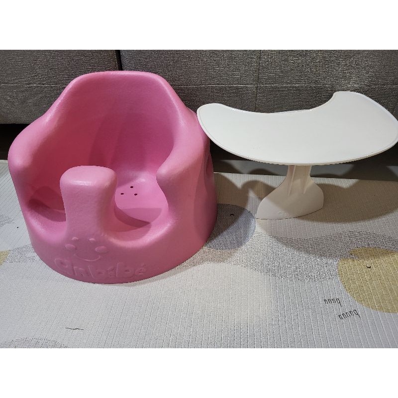 近全新 韓國anbebe幫寶椅，寶寶學坐餐椅（附摺疊桌），贈二手安撫玩具