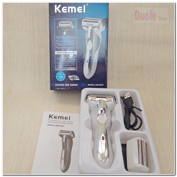 科美KM-9037/Kemei新款電動往復式/USB充電式刮鬍刀/可浮動刀網剃須刀