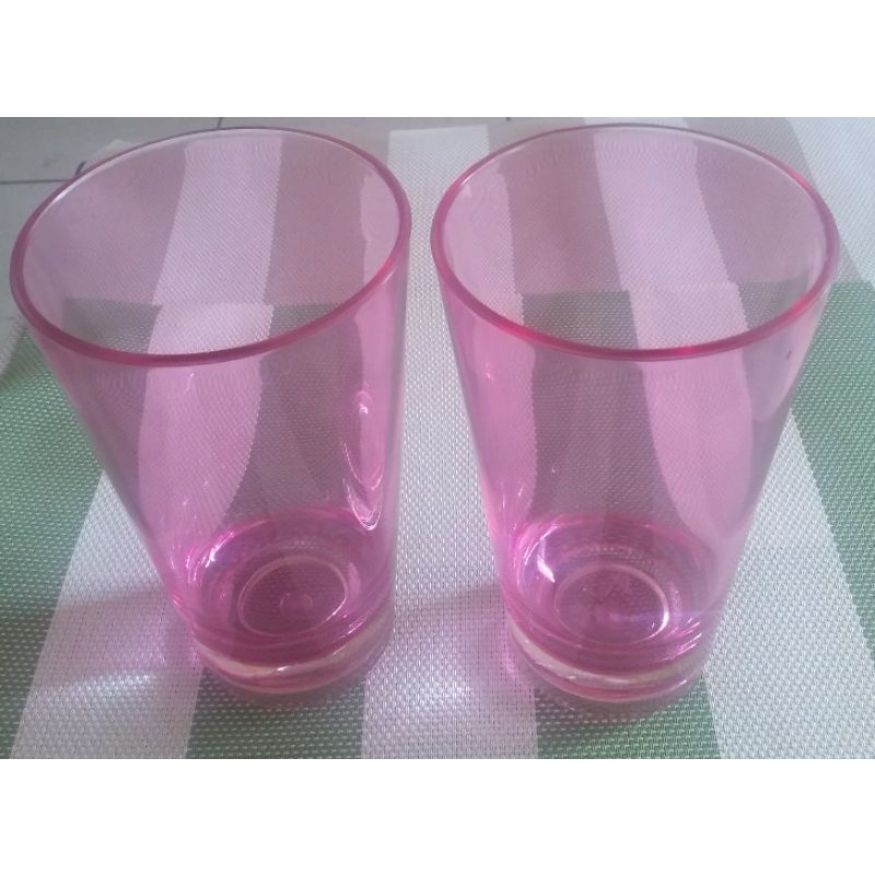 廚房用品-2 粉紅透明壓克力水杯,高杯,杯子,二手出清(全新)