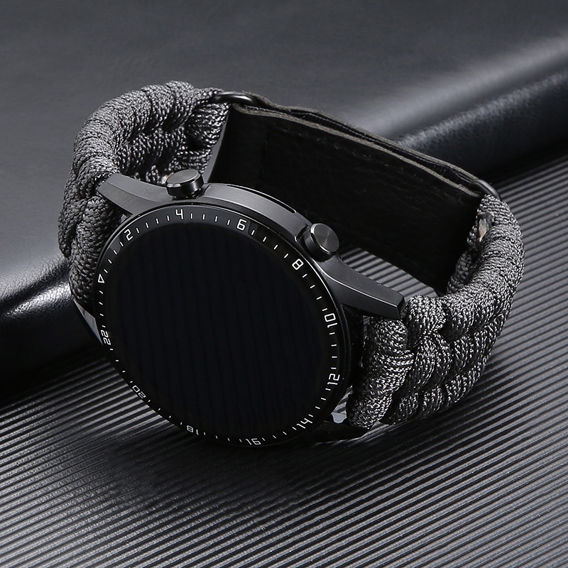 傘繩尼龍編織錶帶 20mm 22mm通用錶帶 適用華爲Huawei GT2/3 Galaxy Watch 防水錶帶