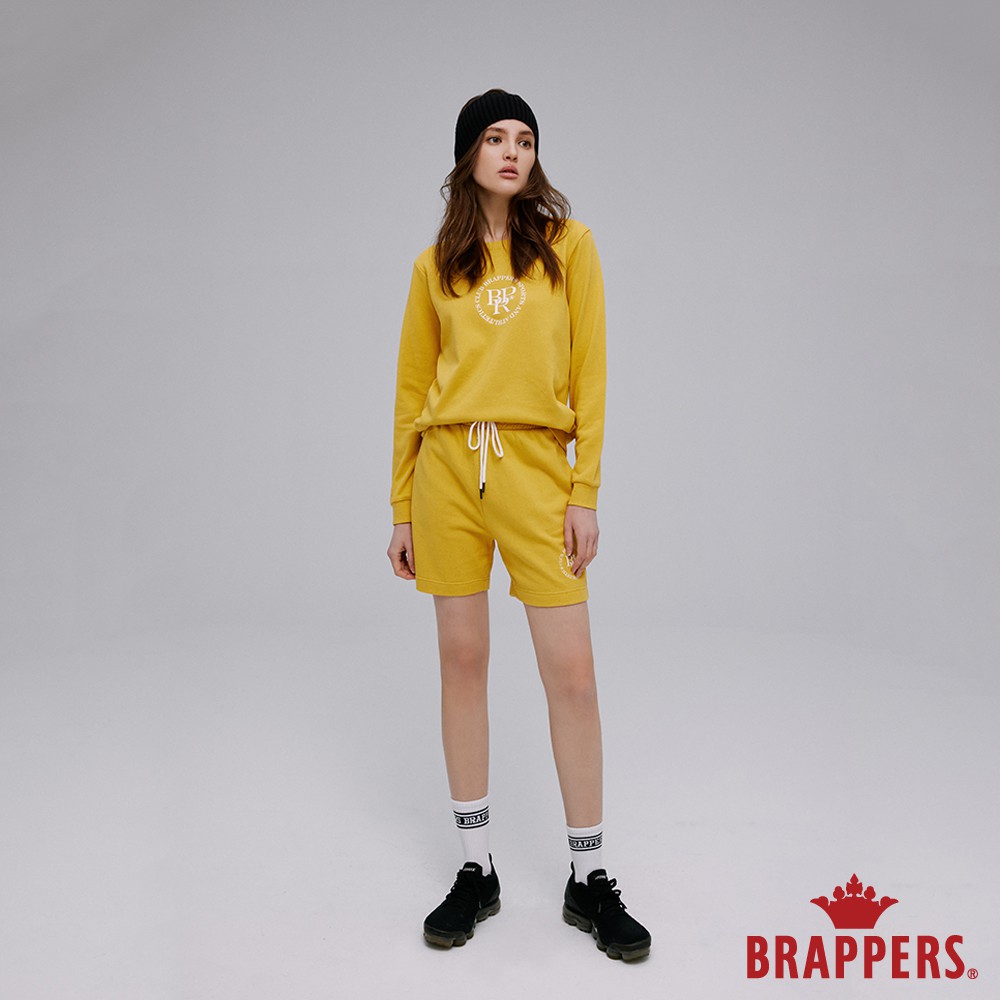 BRAPPERS 女款 「Wellbe系列」圓形LOGO印花休閒短褲-黃