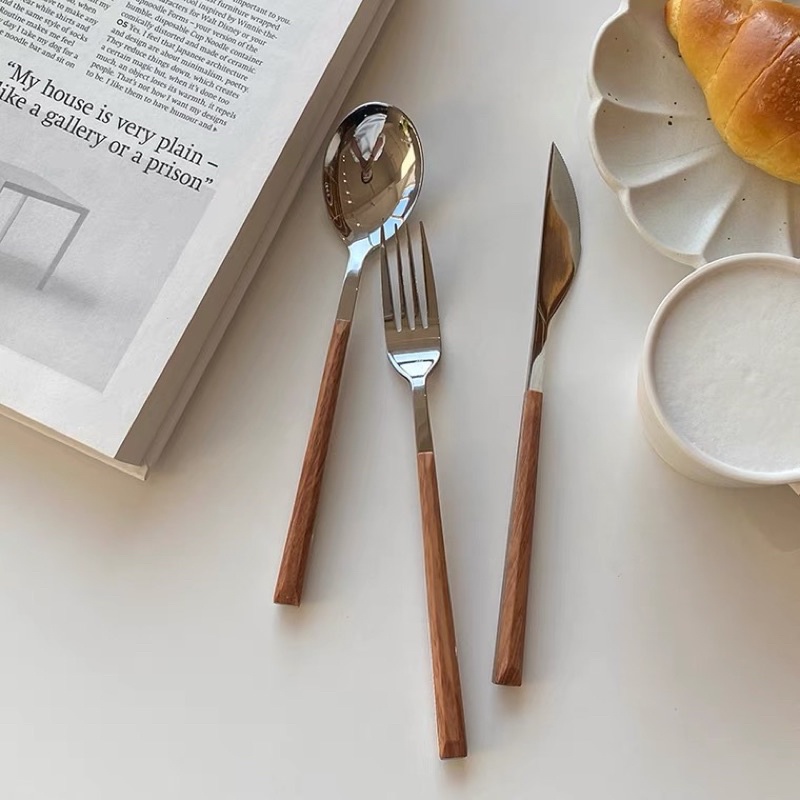 仿木紋不鏽鋼刀叉勺餐具  北歐風