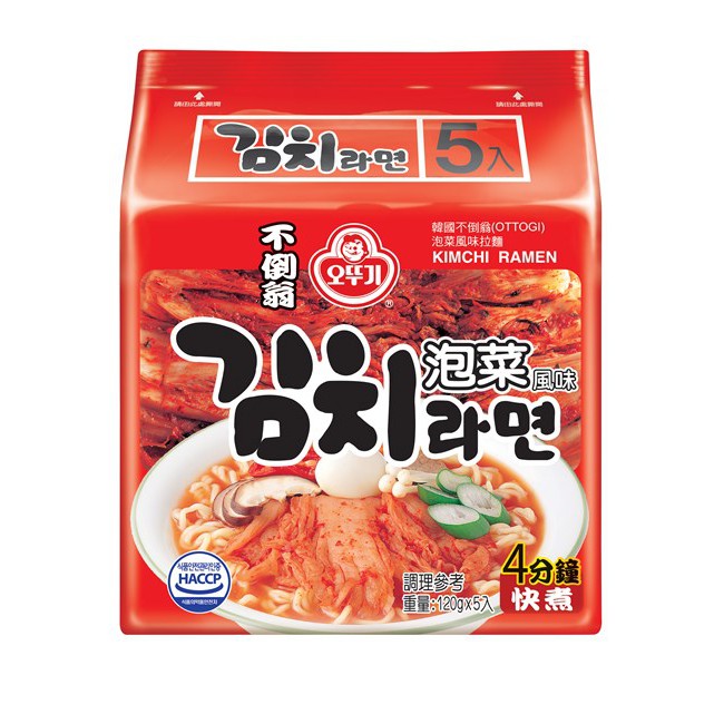 韓國不倒翁OTTOGI 泡菜風味拉麵(120gx5)
