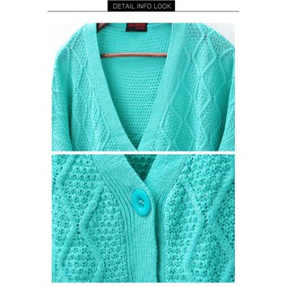 【OCTAVIA COLOR】細細的 雙口袋珊瑚絨針織外套 - T藍