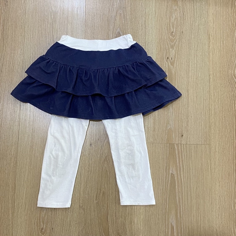 ［清衣櫃隨便賣］二手女童 韓國 深藍色仿牛仔蛋糕褲裙（13號 ）給@yolanda0227下單