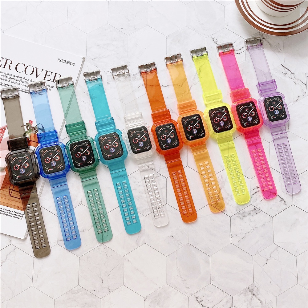 Apple watch Series 6 5 4 3 2 1 透明矽膠錶帶 Apple watch 的運動手錶錶帶 Ap