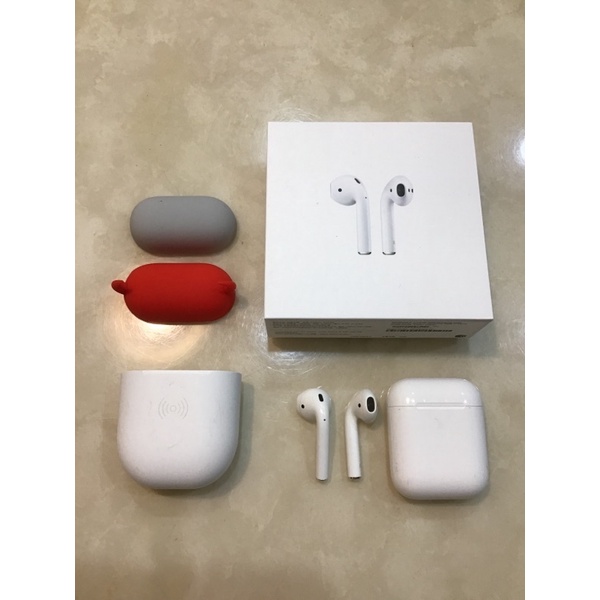 Apple AirPods/ A2031 A2032藍牙耳機+A1602充電盒+Freedog QI小惡魔無線充電保護殻