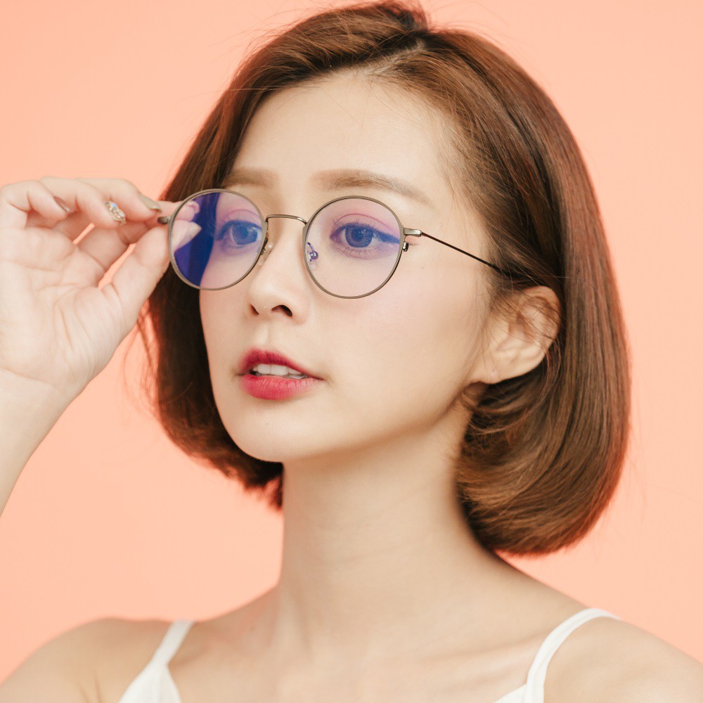 日本設計純灰輕量鈦金屬質感圓框UV400濾藍光眼鏡│ALEGANT