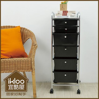 火雞拍賣🐔黑色款【ikloo】可移式六層收納抽屜車/收納箱/4大2小抽屜/檔案收納盒/辦公收納車/G053A