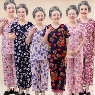 零星百貨 老太太夏裝 中老年服裝 60-70歲 奶奶裝 短袖 T恤 老人衣服 女 夏季套裝