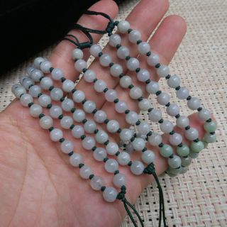 918中國結綁繩扣頭專賣 冰糯種水頭飽滿Q潤 天然翡翠A貨圓珠玉石玉墜綁繩 編號N74/6m 可調節紳縮