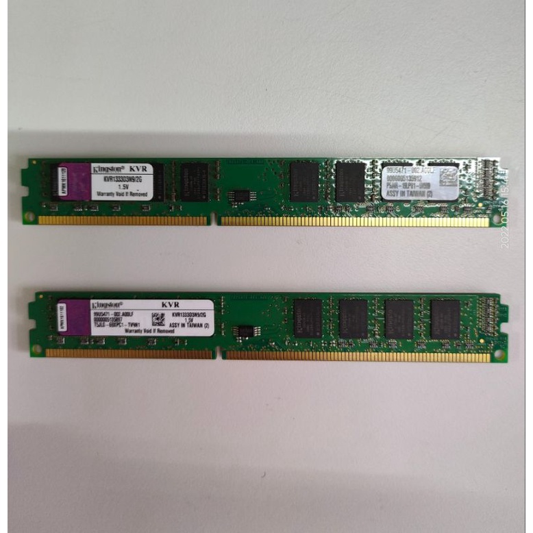 金士頓 DDR3-1333 2G 雙面！ 雙面顆粒。兩隻一組 雙通道。