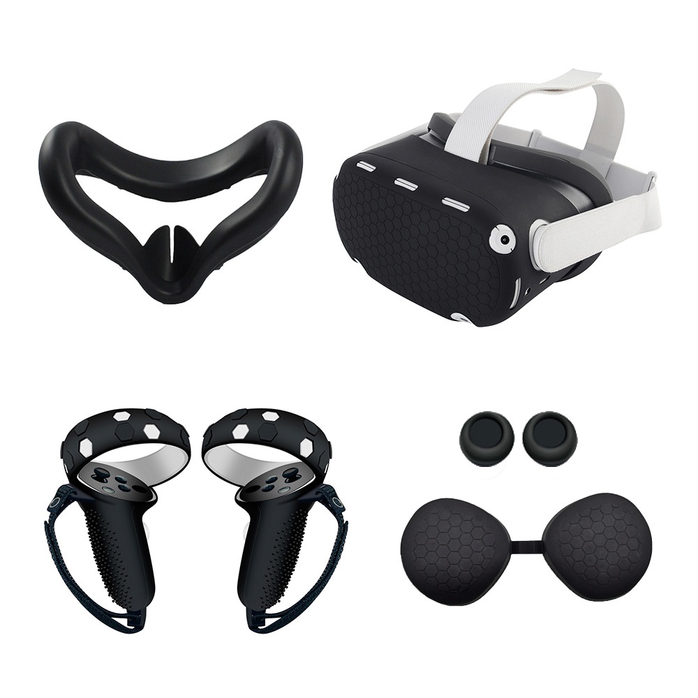 適用Oculus quest2矽膠保護套裝 面罩防漏光眼罩 二代手柄套配件