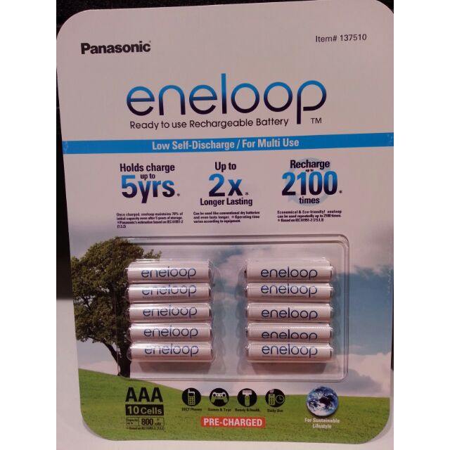 日本Panasonic國際牌eneloop低自放電充電電池4號AAA 10入