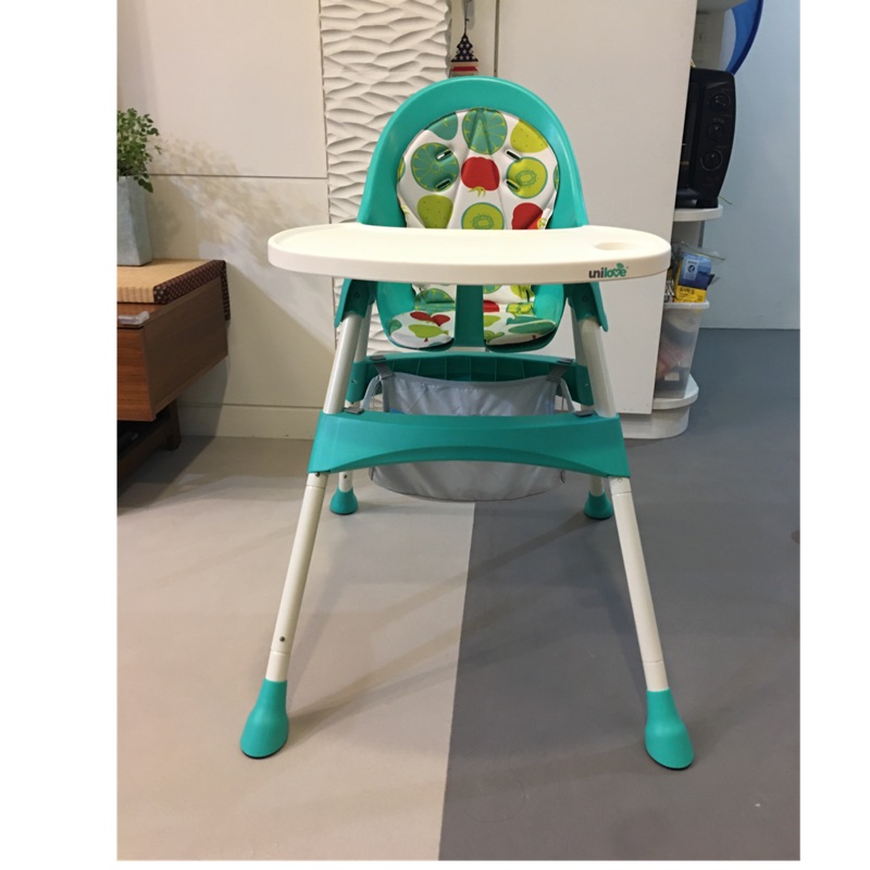 二手英國 unilove 兒童高腳餐椅 Hoja-Pea 藍綠