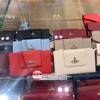 在臺現貨黑色 Vivienne Westwood 星球LOGO十字紋皮革中長款釦式開合錢包長夾皮夾 10卡