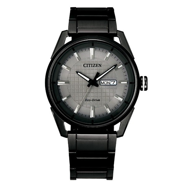 CITIZEN 星辰 AW0087-58H 時尚格紋光動能日期顯示腕錶 /灰色面 42mm