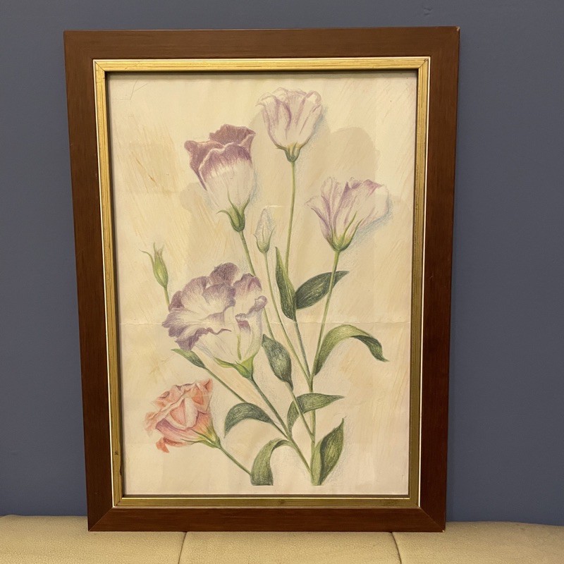 新作モデル 色鉛筆画 ａ４ 額付き 手描き 原画 花 風景画 Yotto マリネット 薔薇 鉛筆画 木炭画 Labelians Fr