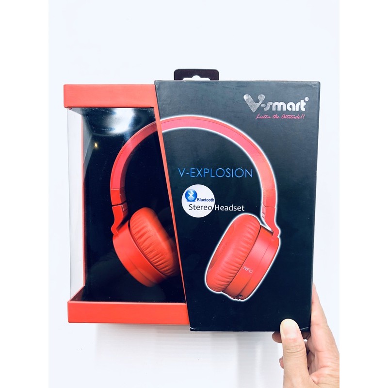 V-smart 紅色可收折 V-explosion藍牙全罩耳機 NFC無線耳機