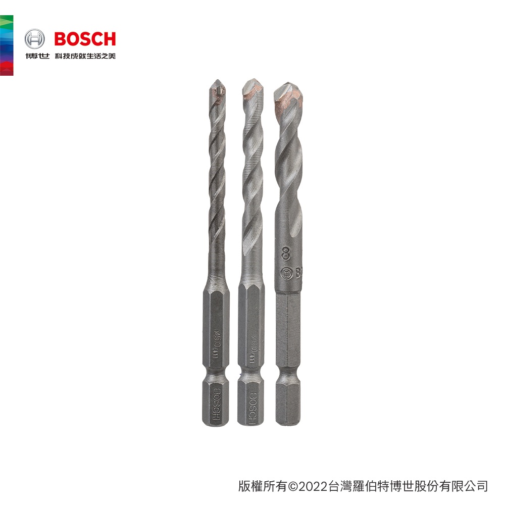 BOSCH 博世 3件組六角柄鎢鋼磁磚鑽頭組_5/6/8 mm