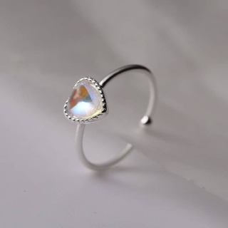 現貨｜LINGLING流行純銀飾品❤️韓國東大門s925純銀愛心炫彩石純銀戒指 開口戒指 尾戒 銀飾 愛心戒指