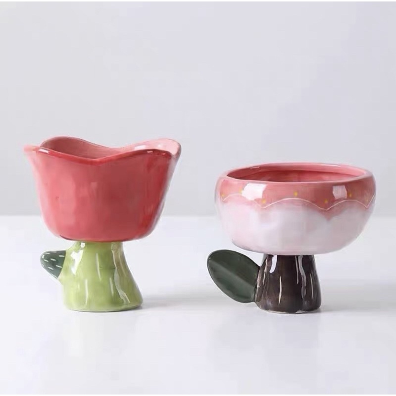 Homtel- 餐具 🌷鬱金香杯🌷布丁杯 玫瑰杯 水果杯 奶酪杯 甜點碗 陶瓷杯 布丁碗 麥片杯 酸奶杯 茶杯具 水果碗