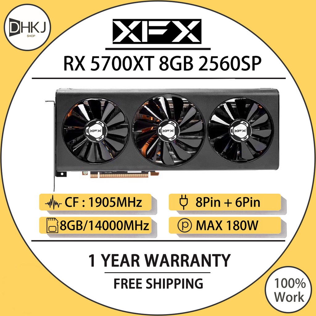 二手 XFX RX 5700 XT 8G D6 遊戲顯卡 5700XT GPU 2560SP 1905MHz 256bi