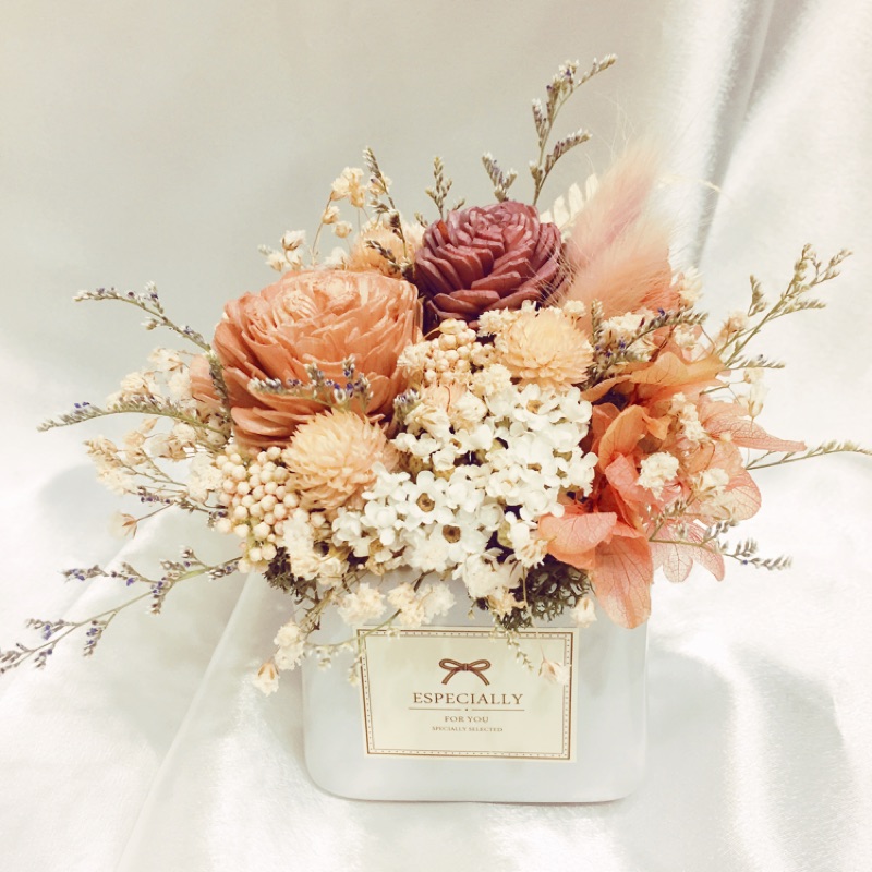 Yujian Ai Flower 遇見愛 香氛乾燥花盆 乾燥小盆花 乾燥花 情人節禮物 客製 店面 新居 開幕 辦公室 蝦皮購物