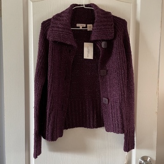 230 美國購入 現貨 全新 原價1300元 twiggy 針織毛衣外套 聖誕節 女生 冬天 深紫色 針織上衣 長袖外套