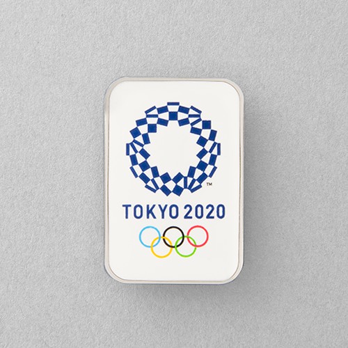 東京奧運 官方奧運紀念徽章 白色方型 日本東京奧運 東奧 紀念品官方商品 預估商品到貨需3週
