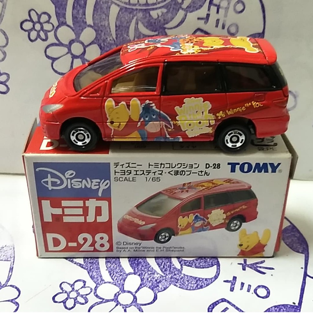 (現貨) 舊藍標Tomica 多美 Tomy D-28 小熊維尼 小豬 休旅車Toyota Estima (盒況如圖)