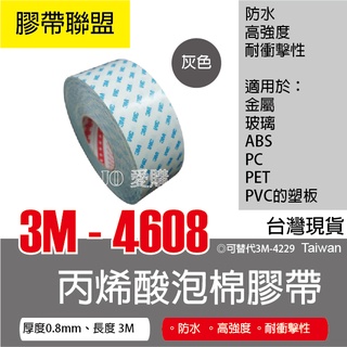 【膠帶聯盟】3M 4608 丙烯酸泡棉膠帶 3M雙面膠帶 超黏 防水防潮 車用尾翼 無痕 耐酸鹼 防曬_60mm*3M