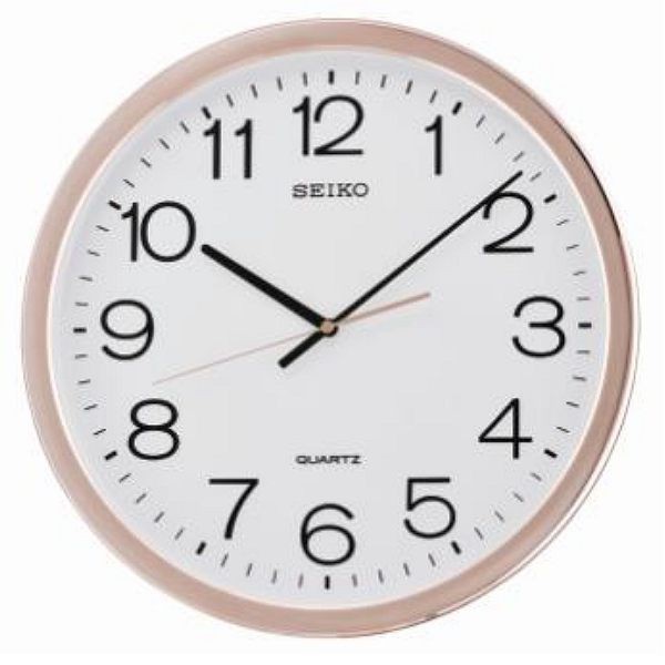 【時間光廊】SEIKO 日本 精工掛鐘 粉紅金屬光澤框 滑動式秒針 全新原廠公司貨 QXA620P