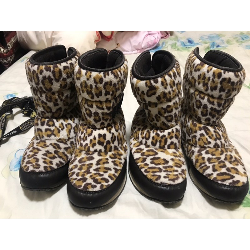 二手良品～NIKE大童豹紋雪靴US4Y、23cm