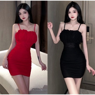 現貨在臺 夜店小禮服 性感褶皺連衣裙 顯瘦包臀裙 抹胸連衣裙 聖誕節衣服 洋裝 甜美洋裝 主持禮服 伴娘禮服 主播禮服