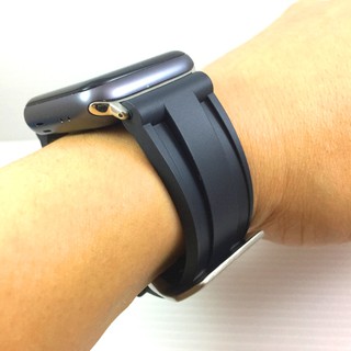 Apple Watch 沛納海 Panerai 最佳代用 橡膠錶帶 黑色 胖大海不鏽鋼針扣 各尺寸都有