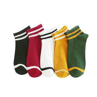 韓國ins條紋襪日系清新可愛風女襪兩杆及踝襪