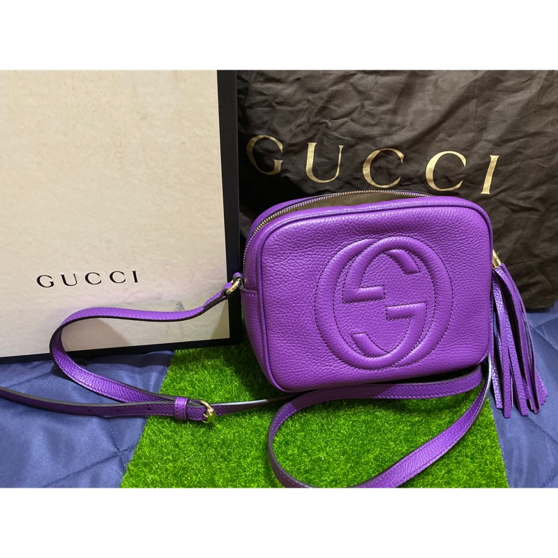 Gucci soho Disco紫色流蘇包 相機包