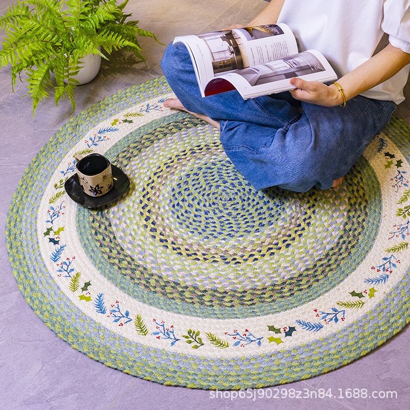 編織黃麻地墊 圓形 地毯 茶几墊 客廳地毯 沙發墊子 小清新 兒童房地墊 裝飾地毯