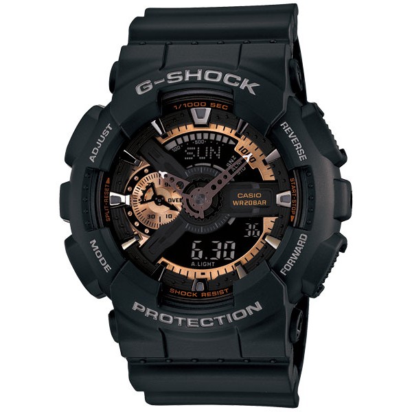 【聊聊甜甜價】CASIO G-SHOCK GA-110RG-1A 雙顯電子錶(黑X古銅金)