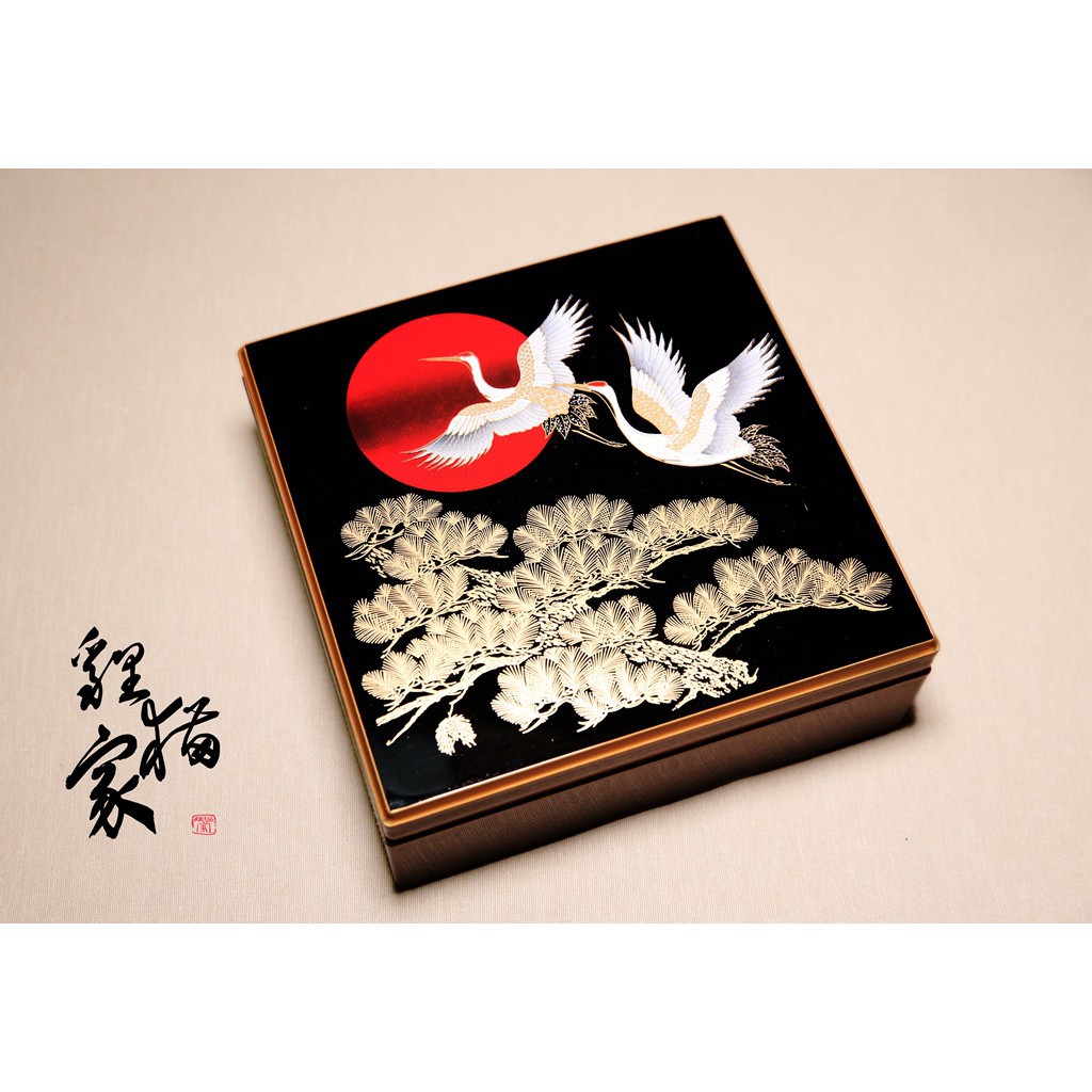 日本漆器飯盒日本便當盒和果子包裝盒和菓子本一段重箱仙鶴 笔戀 蝦皮購物