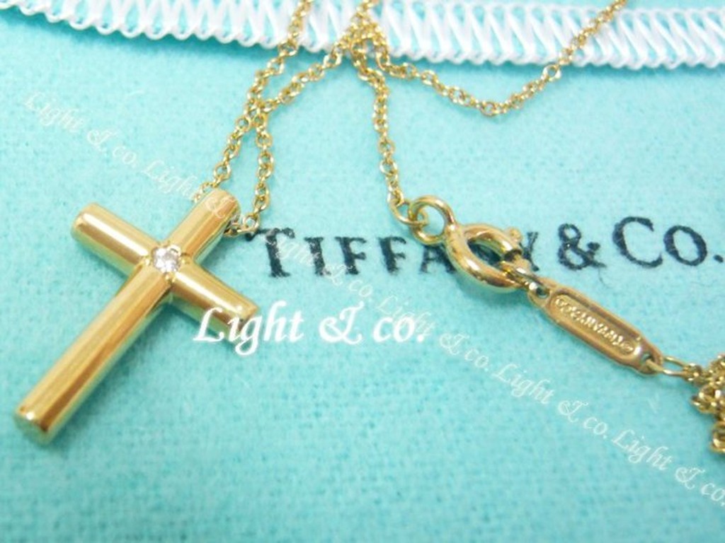 【Light &amp; co.】專櫃真品 TIFFANY 750 18K K金 鑲鑽 十字架 項鍊 十字 鑽石