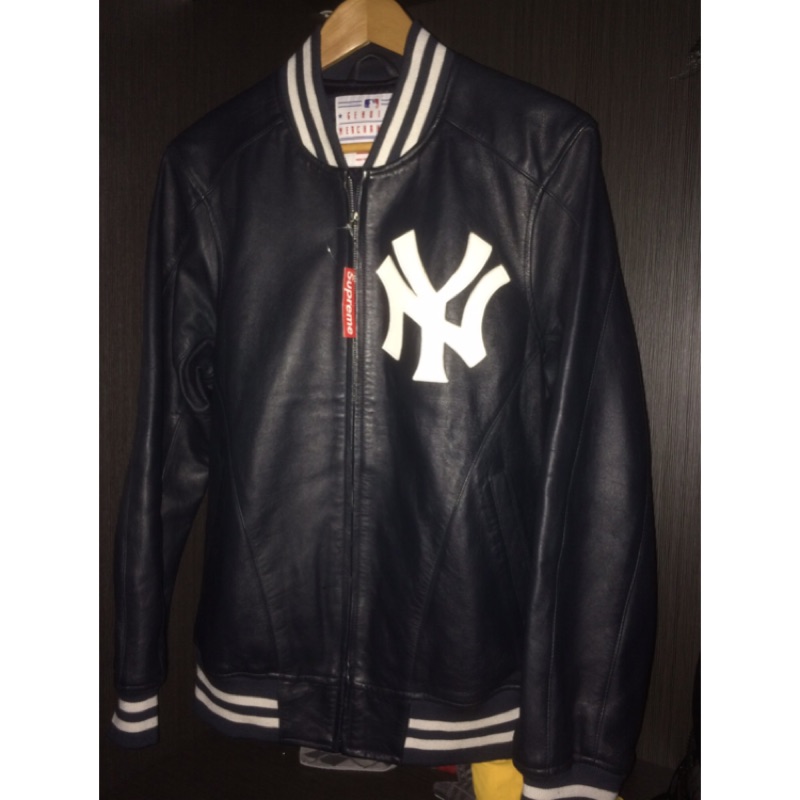 supreme yankees leather jacket